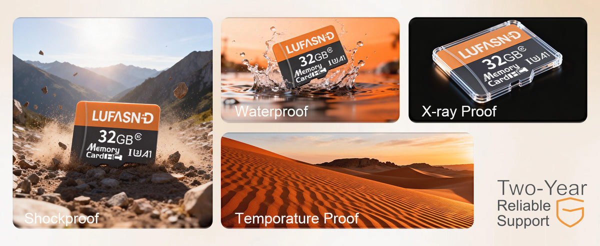 LUFASND 32GB Memory Card SDHC, Waterproof Shockproof Temperature Proof X-ray Proof Flash Card with 2-Year Reliable Support for Camera, Dash Cam & Security Camera.