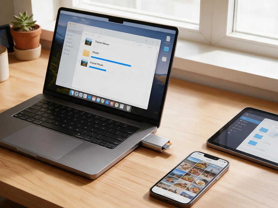 LUFASND 512GB microSD card displayed beside a laptop computer