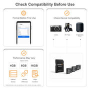 LUFASND memory card guide: check device and capacity compatibility, then format before first use. Performance varies by device, interface and usage conditions.