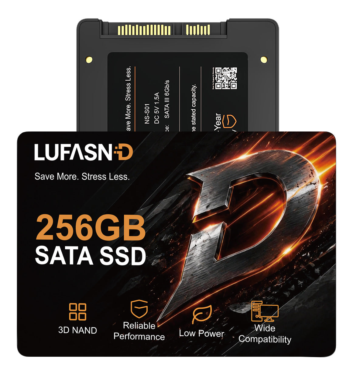 LUFASND 256GB 2.5‑inch SATA SSD solid‑state drive, 3D NAND low‑power internal storage for laptop desktop.
