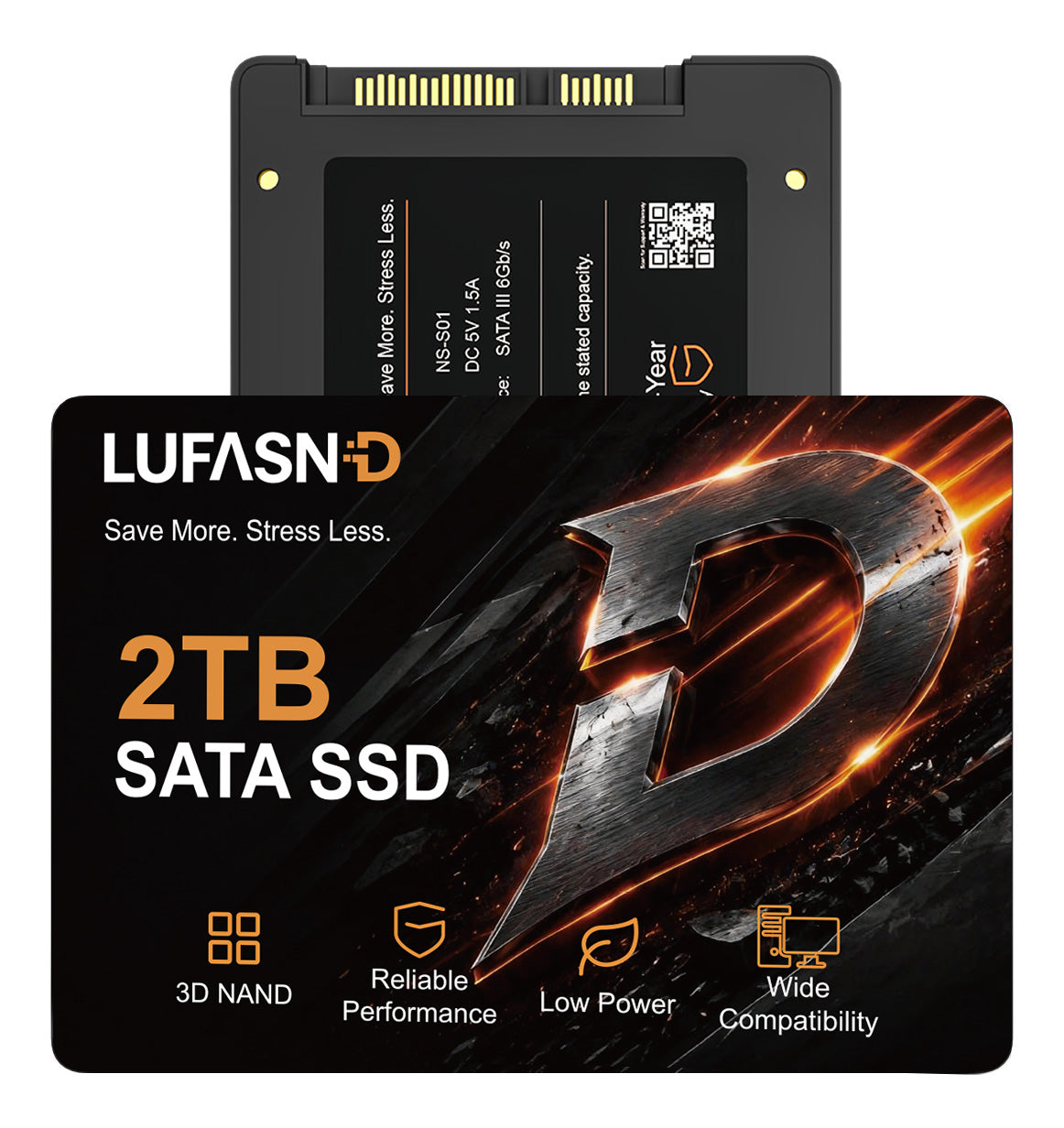 LUFASND 2TB 2.5‑inch SATA SSD solid‑state drive, high‑capacity 3D NAND internal computer storage.