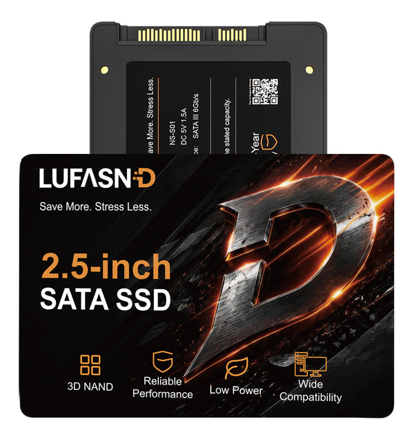 LUFASND 2.5‑inch SATA SSD internal solid‑state drive, 3D NAND low‑power high‑compatibility storage for laptop desktop PC.