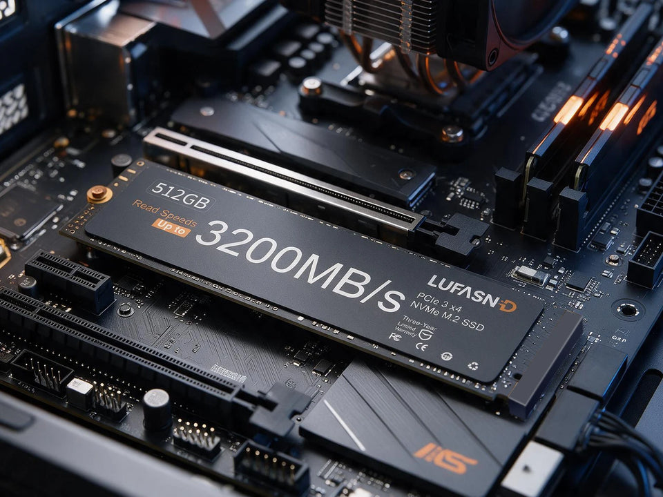 Close-up view of an M.2 NVMe SSD installed in a desktop motherboard slot